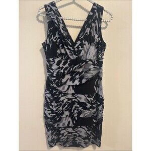 Intermission Abstract Animal Print Ruched Tiered Bodycon Cocktail Dress Size 8
